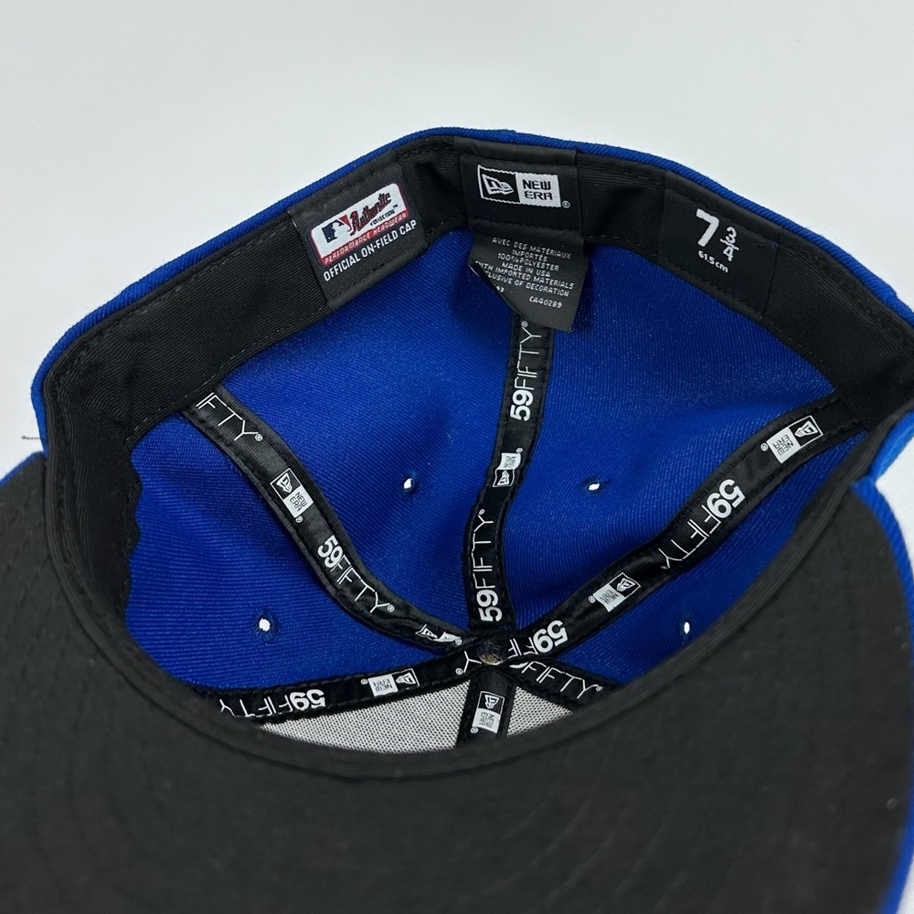 New Era New York Mets MLB 59fifty Fitted Hat 7 3/4 Baseball Blue Orange - Picture 6 of 6